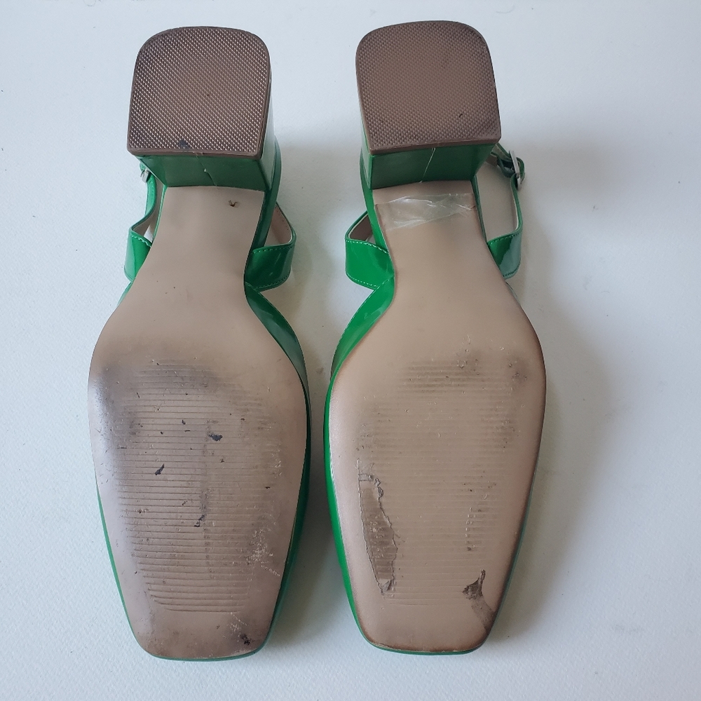 MADDEN GIRL NOVVAA SLINGBACK GREEN PATENT BLOCK HEEL SHOE - Picture 8 of 11